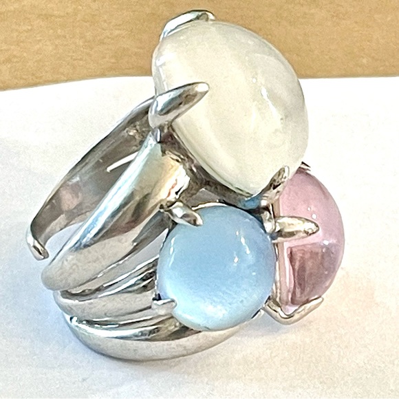 Final price drop! Designer jewelry ring stamped 928 silver resizable white pink - Picture 3 of 12